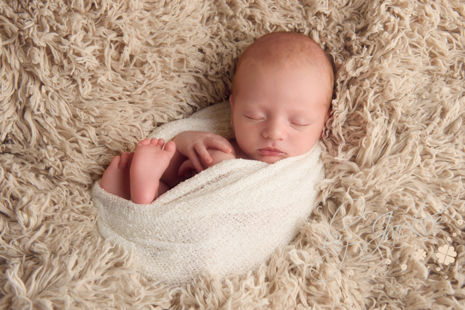Photograph of newborn baby boy wrapped in cream. Image by Babies By Jackie in Market Weighton, near Hull, Asselby and Beverley, East Ridings of Yorkshire, UK