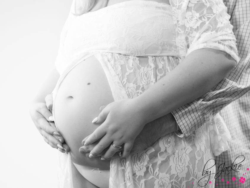 black and white image from maternity photoshoot: Babies By Jackie, Yorkshire UK