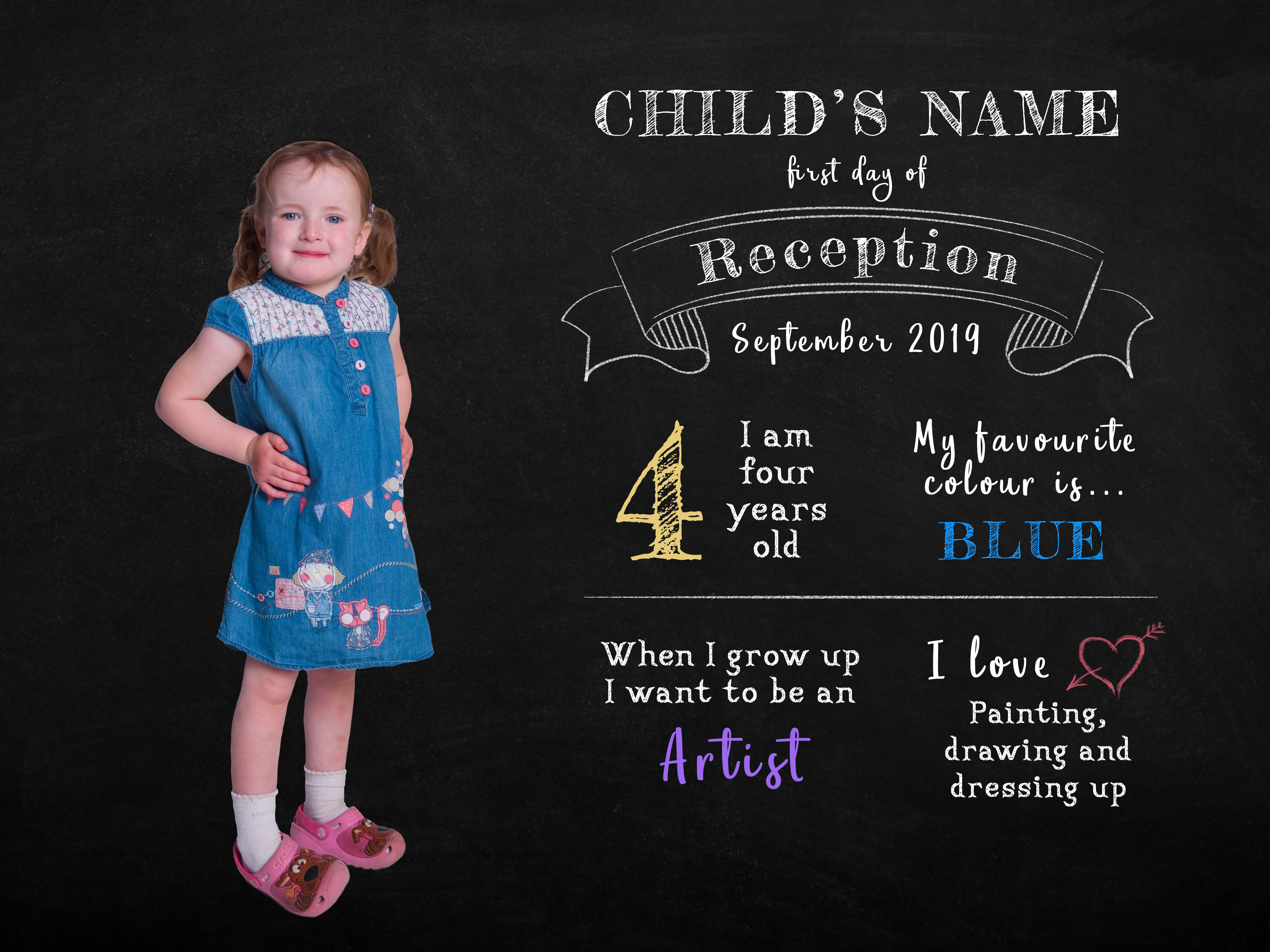 chalkboard starting school personalised images by Babies By Jackie
