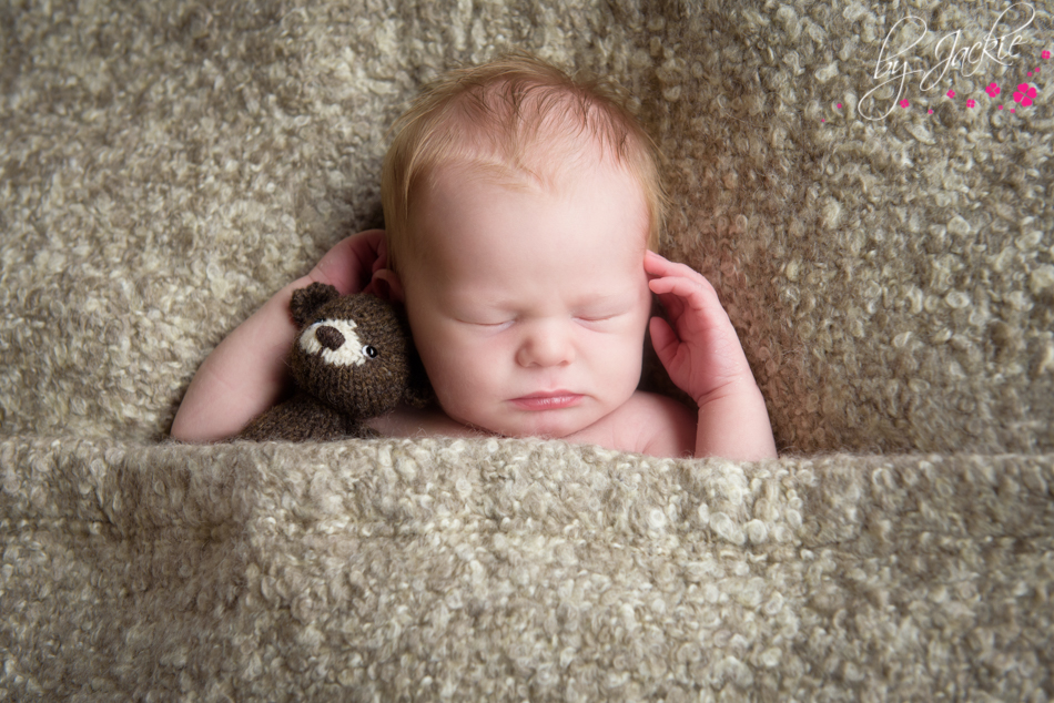 newborn baby boy with teddy bear by jackie photography howden yorkshire uk