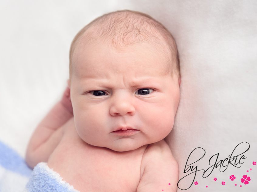 Awake newborn baby boy looking at the camera by Babies by Jackie, near York and Howden, UK