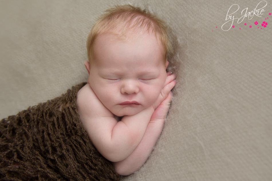 newborn baby boy with brown mohair wrap, image by jackie photography near york uk